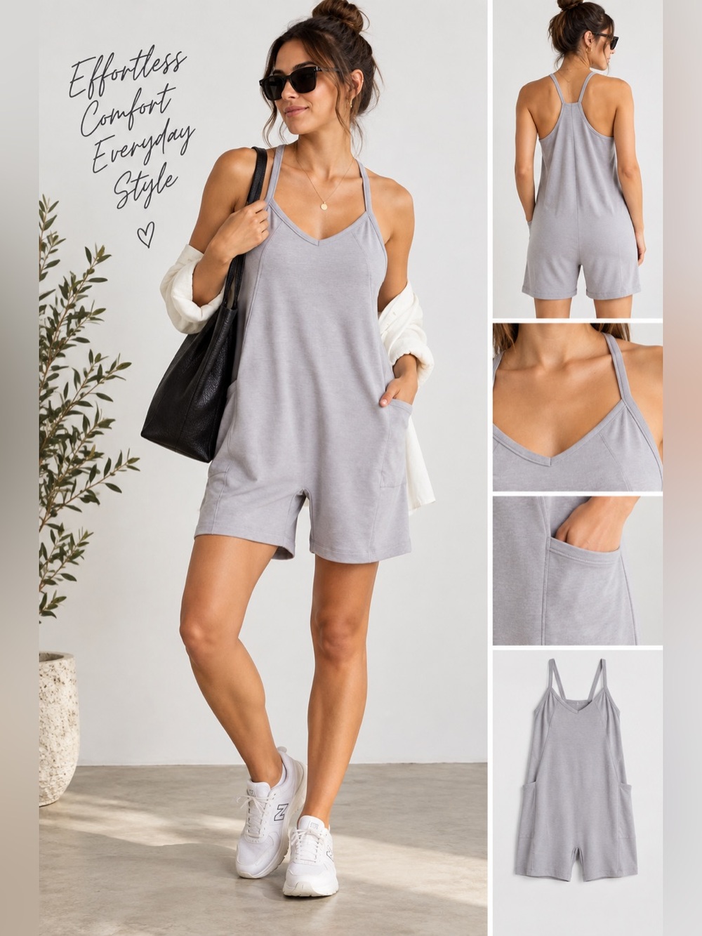 Z by Zella Change Of Heart Gray Sporty Sleeveless Shorts Romper in Size XS